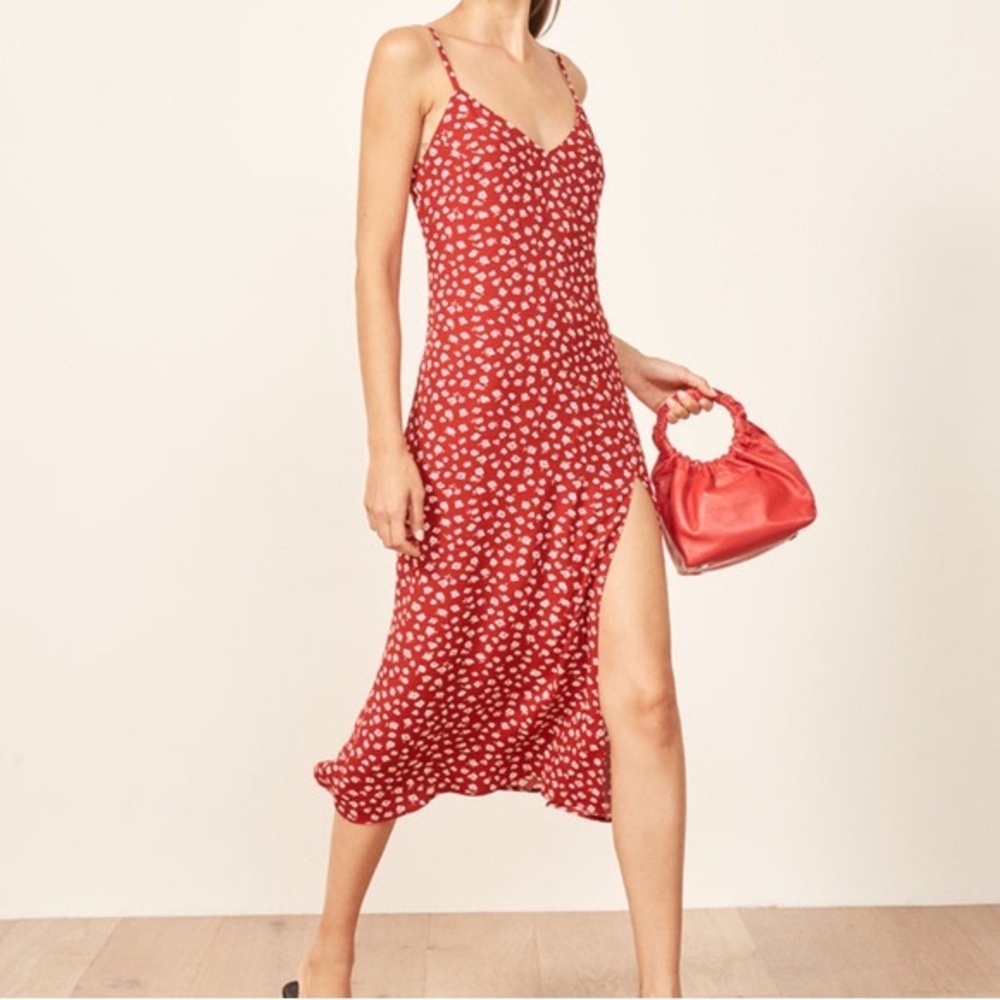 Reformation  - Red Floral Slip Dress